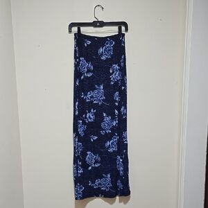 LA BELLE Women's Floral Blue Maxi Skirt